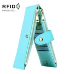 GLQ167  RFID Two-way Folding PU Cross Pattern With Zipper Pocket Wallet