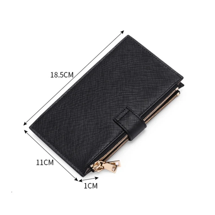 TBD0602812701_B2.webp GLQ167  RFID Two-way Folding PU Cross Pattern With Zipper Pocket Wallet - Image 3