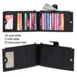 GLQ167  RFID Two-way Folding PU Cross Pattern With Zipper Pocket Wallet - Image 4