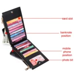 GLQ167  RFID Two-way Folding PU Cross Pattern With Zipper Pocket Wallet - Image 5