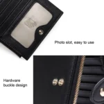 GLQ167  RFID Two-way Folding PU Cross Pattern With Zipper Pocket Wallet - Image 6