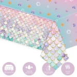 9 In 1 Fish Scale Mermaid Birthday Party Supplies Tissue Paper Plate Cutlery Set - Image 4