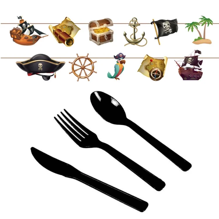 TBD0602828101_B1.webp Pirate Treasure Hunt Themed Disposable Tablecloth Paper Plate Party Supplies Set - Image 2