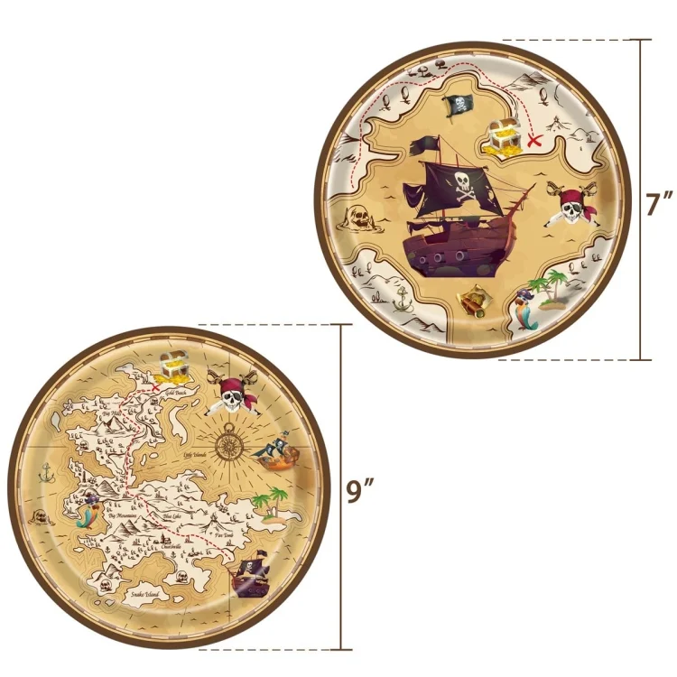 TBD0602828101_B2.webp Pirate Treasure Hunt Themed Disposable Tablecloth Paper Plate Party Supplies Set - Image 3