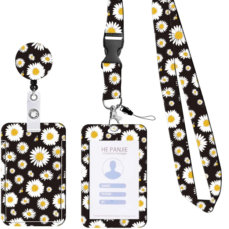 TBD0602832401A.webp Floral Adjustable Retractable Card Holder Name Badge Work Bank Credit Card Sleeve - Image 1