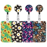 Floral Adjustable Retractable Card Holder Name Badge Work Bank Credit Card Sleeve - Image 3