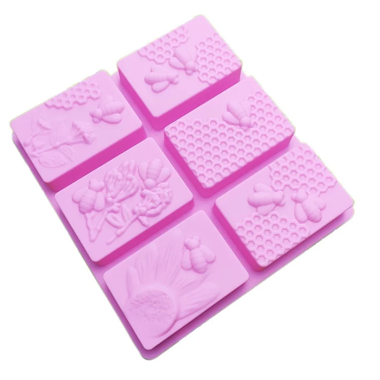 TBD0602837901A.webp 6 Grid Square Honeycomb Ice Cube Cake Mould Square Handmade Soap Mould - Image 1