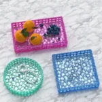 DIY Round and Square Diamond Pattern Storage Tray Silicone Mold, Specification: Rectangular - Image 5