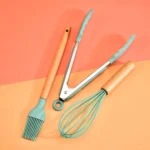 Beech Wood Silicone Kitchen Set With Storage Bucket - Image 5