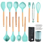 Beech Wood Silicone Kitchen Set With Storage Bucket - Image 7