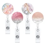 2 PCS Marble Texture Drop Glue Retractable Badge Reel Name Tag Card Badge - Image 2