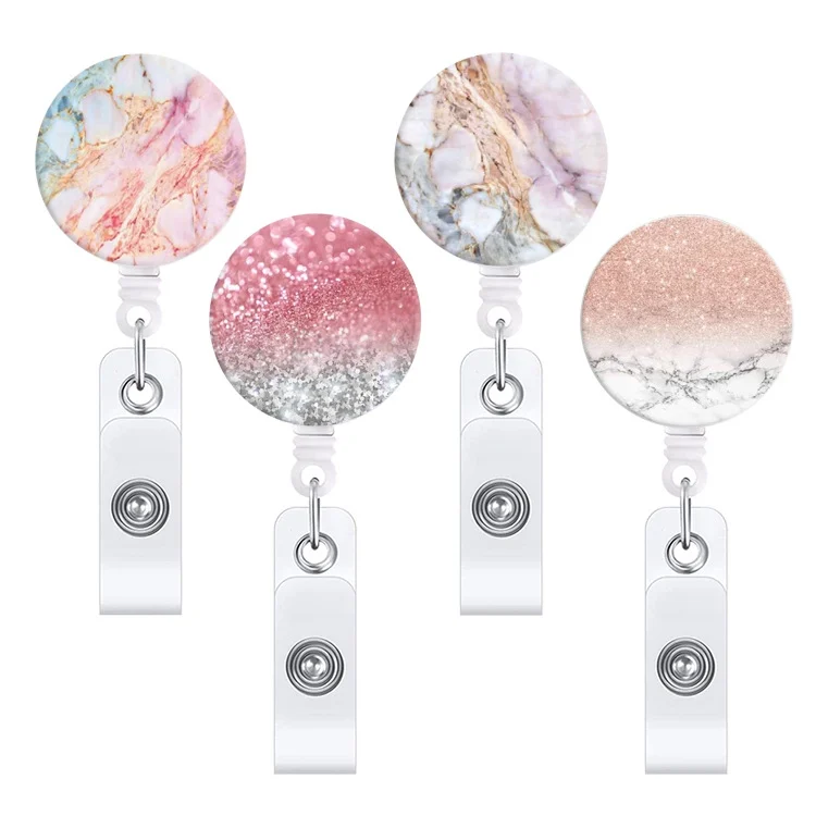 TBD0602858701_B1.webp 2 PCS Marble Texture Drop Glue Retractable Badge Reel Name Tag Card Badge - Image 2