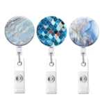 2 PCS Marble Texture Drop Glue Retractable Badge Reel Name Tag Card Badge - Image 3