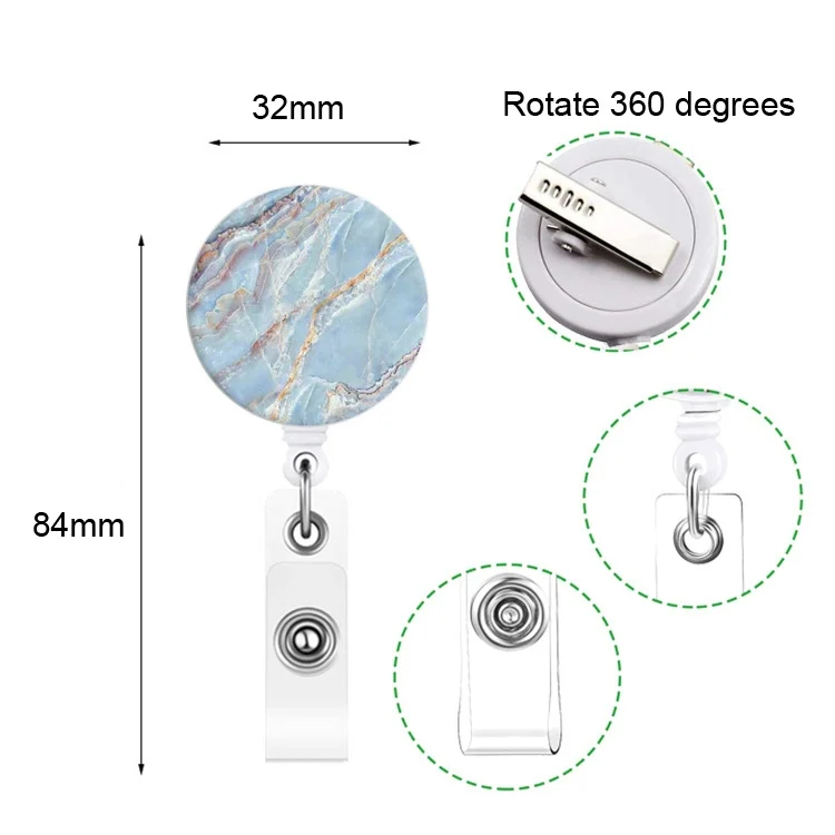 TBD0602858701_B3.webp 2 PCS Marble Texture Drop Glue Retractable Badge Reel Name Tag Card Badge - Image 4