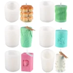 Cylindrical Scented Candle Silicone Mold Plaster Drop Glue Mold - Image 2