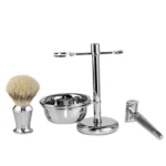 Men Manual Vintage Metal Shaver Stand Set - Image 2