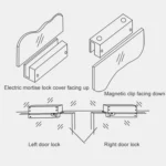 Top And Bottom Frameless Glass Door Aluminum Alloy Electric Mortise Lock - Image 5