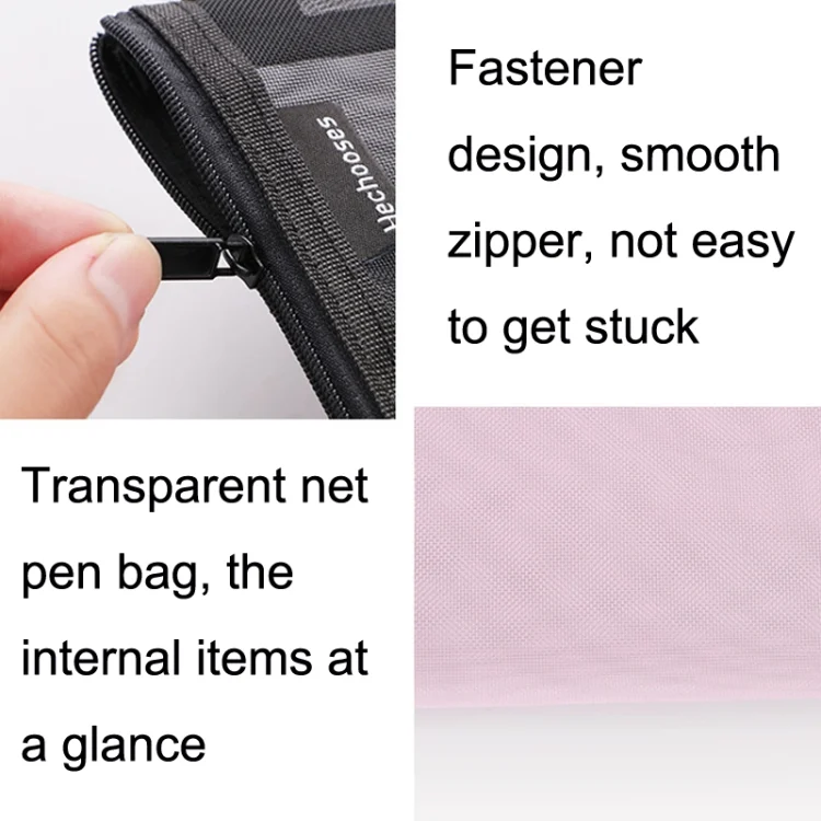 TBD0602884501_B2.webp Hechooses D033 Transparent Mesh Exam Portable Pen Bag, Style: - Image 3