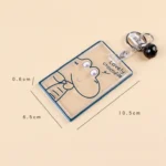 2 PCS Transparent Acrylic Push Pull Card Sleeve Bell Keychain Ring ID Card Sleeve - Image 3
