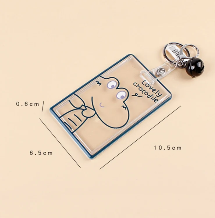 TBD0602890501_B2.webp 2 PCS Transparent Acrylic Push Pull Card Sleeve Bell Keychain Ring ID Card Sleeve - Image 3