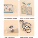 2 PCS Transparent Acrylic Push Pull Card Sleeve Bell Keychain Ring ID Card Sleeve - Image 5