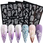 5D Three-dimensional Carved Nail Art Stickers Rose Pattern Embossed Nail Stickers - Image 2