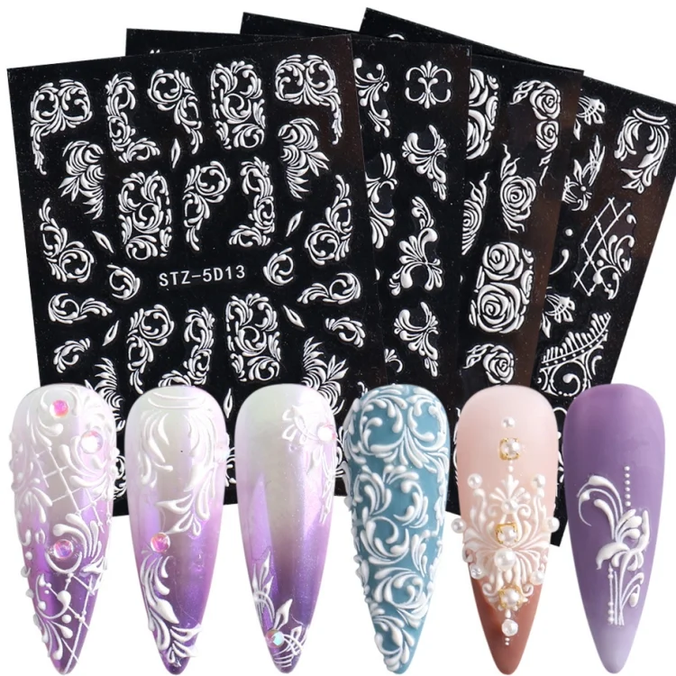 TBD0602891501_B1.webp 5D Three-dimensional Carved Nail Art Stickers Rose Pattern Embossed Nail Stickers - Image 2