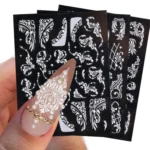 5D Three-dimensional Carved Nail Art Stickers Rose Pattern Embossed Nail Stickers - Image 5