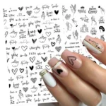 10 PCS Cartoon Heart Letters Comic Character Nail Art Sticker 3D Adhesive Nail Stickers - Image 2
