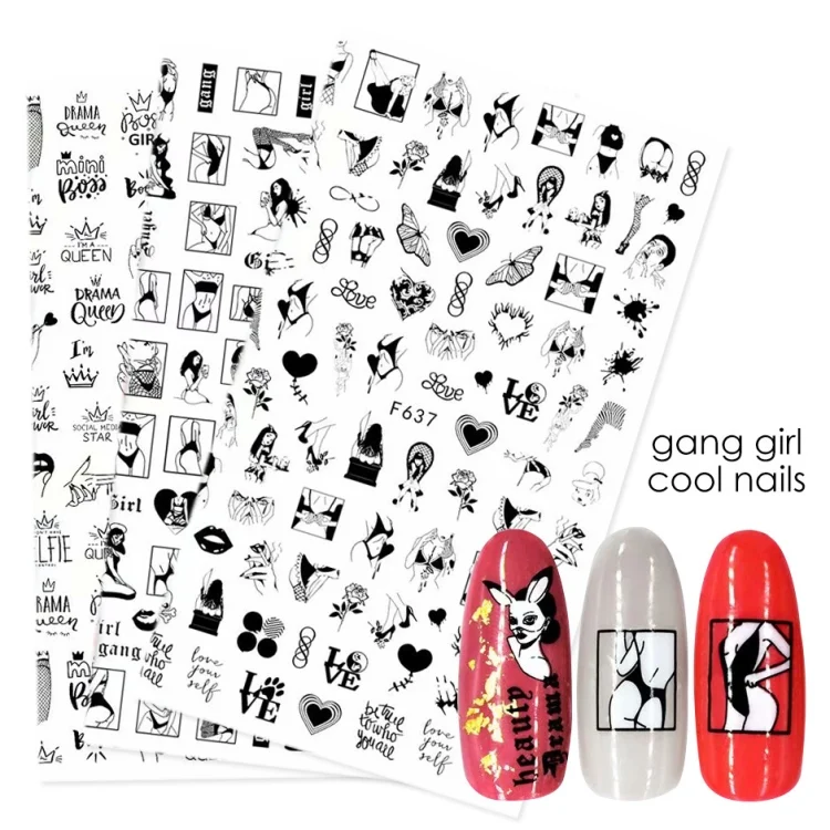 TBD0602892501_B2.webp 10 PCS Cartoon Heart Letters Comic Character Nail Art Sticker 3D Adhesive Nail Stickers - Image 3