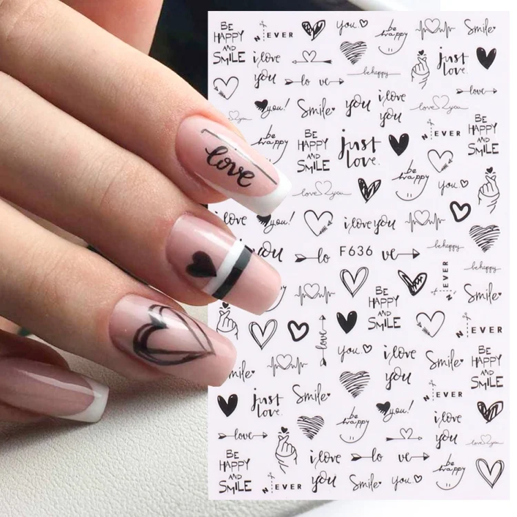 TBD0602892501_B4.webp 10 PCS Cartoon Heart Letters Comic Character Nail Art Sticker 3D Adhesive Nail Stickers - Image 5