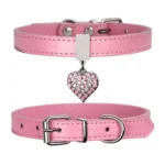 Heart Shaped Pendant PU Leather Dog Collar Pet Dog Leash - Image 3