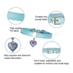 Heart Shaped Pendant PU Leather Dog Collar Pet Dog Leash - Image 5