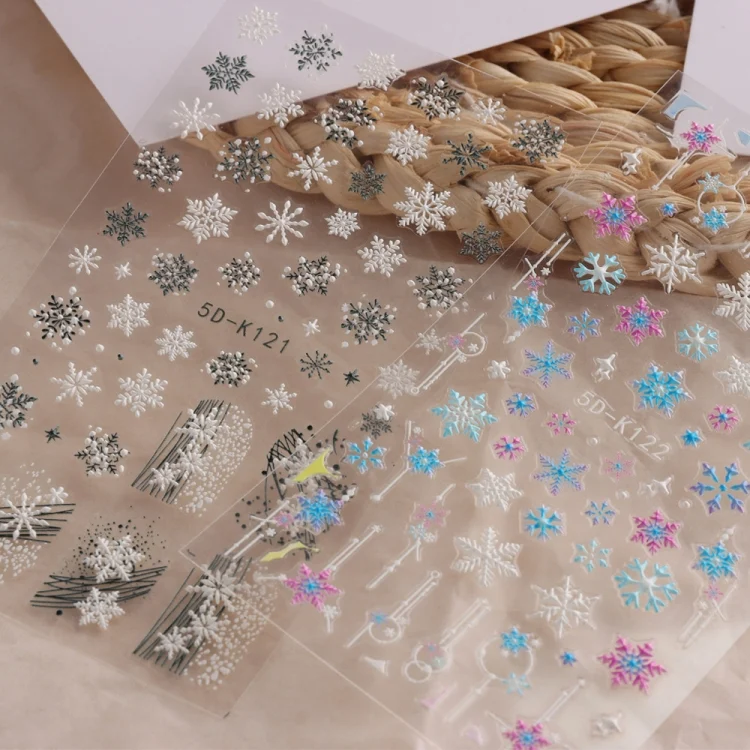 TBD0602893501_B3.webp 3 PCS 5D Embossed Nail Stickers Christmas Snowflake Elk Nail Stickers - Image 4