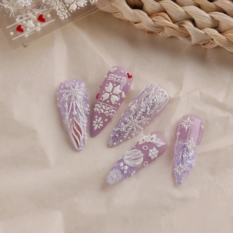 TBD0602893501_B4.webp 3 PCS 5D Embossed Nail Stickers Christmas Snowflake Elk Nail Stickers - Image 5