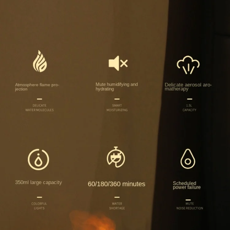 TBD0602902701_B2.webp 350ml Simulated Flame Aromatherapy Humidifier With Timing Function - Image 3