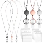 QD-2451 Multifunctional Metal Bead Chain Retractable Pulling Buckle ID Card Holder - Image 2