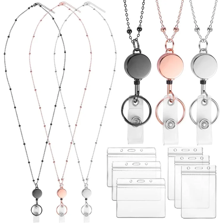 TBD0602908001_B1.webp QD-2451 Multifunctional Metal Bead Chain Retractable Pulling Buckle ID Card Holder - Image 2