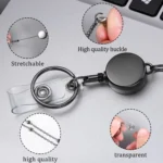 QD-2451 Multifunctional Metal Bead Chain Retractable Pulling Buckle ID Card Holder - Image 4