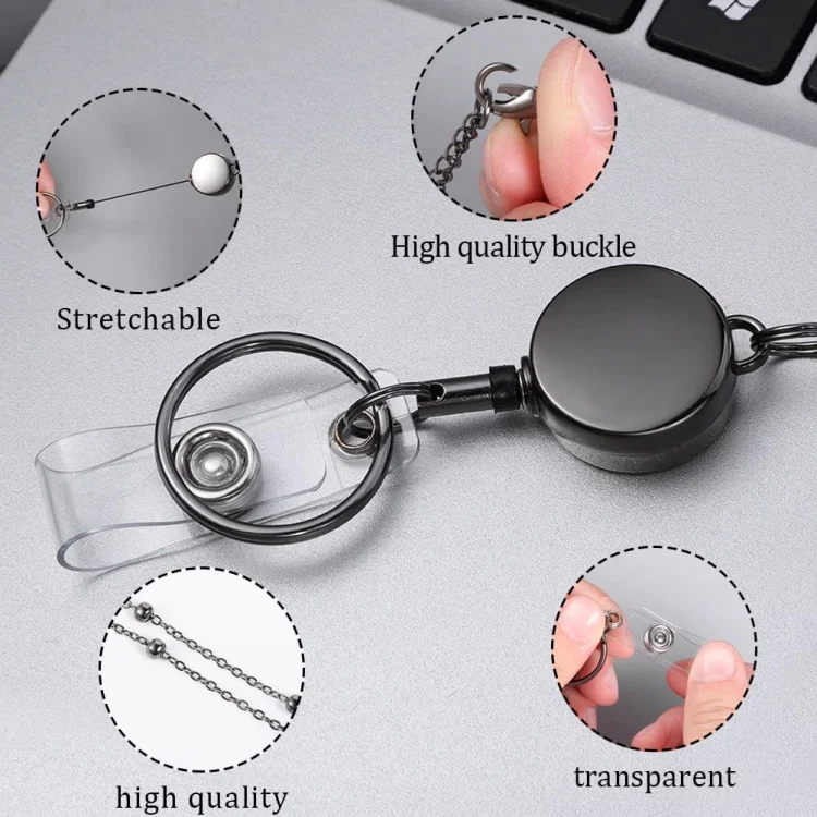 TBD0602908001_B3.webp QD-2451 Multifunctional Metal Bead Chain Retractable Pulling Buckle ID Card Holder - Image 4