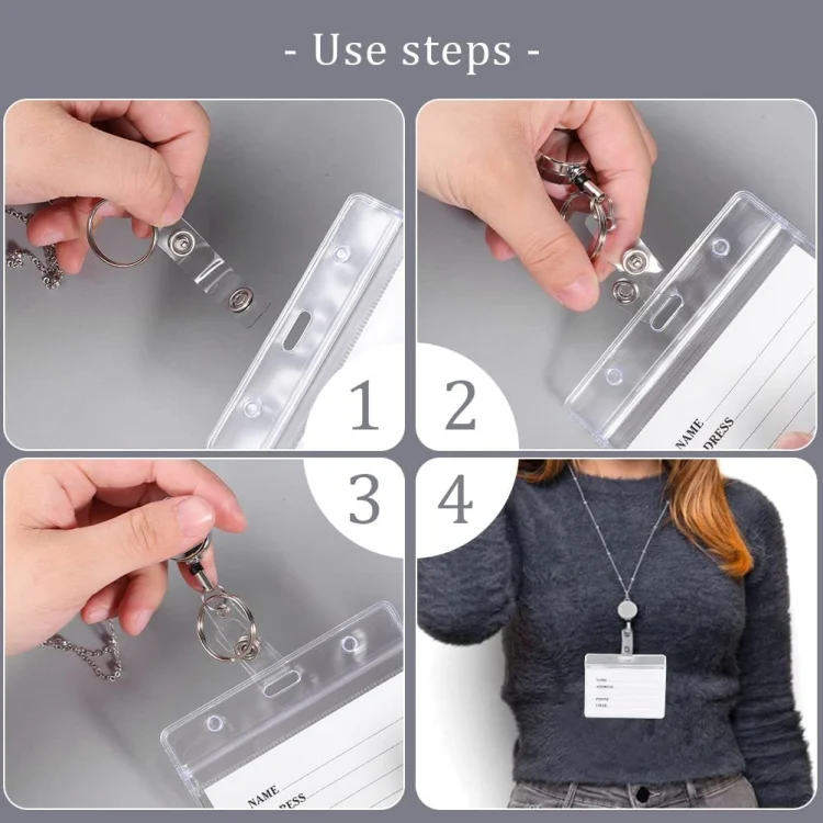 TBD0602908001_B5.webp QD-2451 Multifunctional Metal Bead Chain Retractable Pulling Buckle ID Card Holder - Image 6