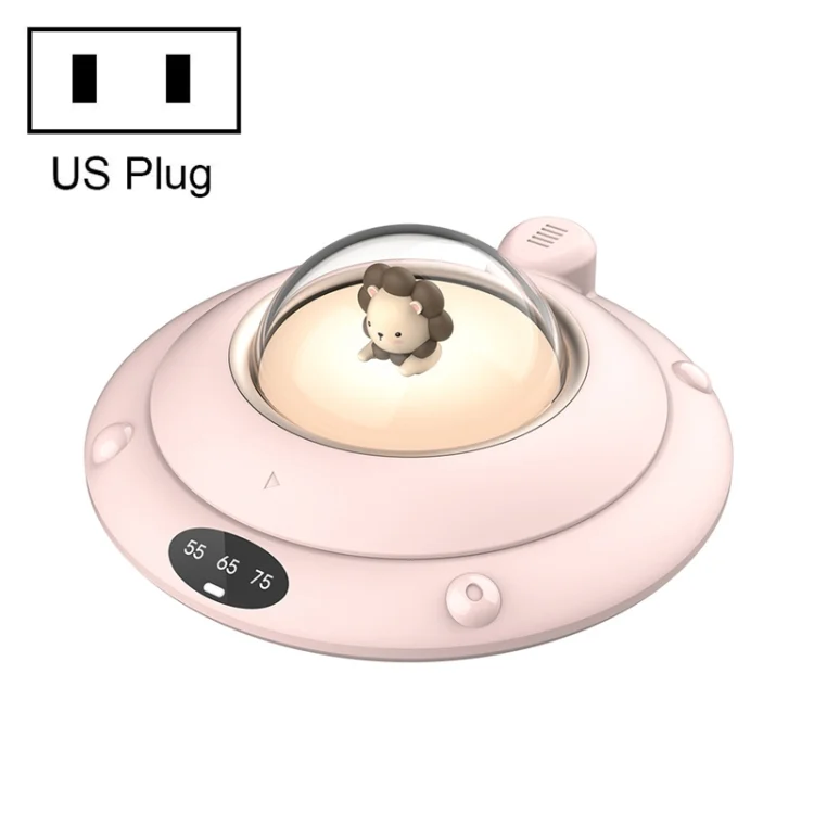 Cartoon Heated Cup Pad UFO Insulated And Constant Temperature Coaster with Night Light, US Plug