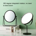 Desktop Makeup Mirror Simple Portable Mirror Rotating Dressing Mirror,Style: - Image 3