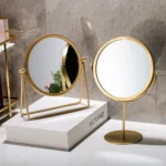 Desktop Makeup Mirror Simple Portable Mirror Rotating Dressing Mirror,Style: - Image 5