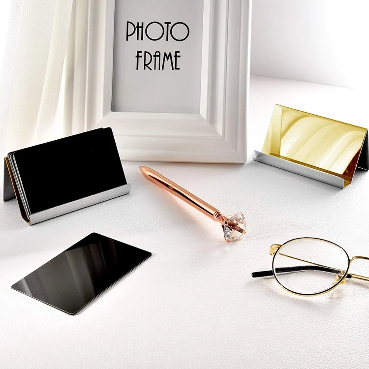 TBD0602913801_B1.webp ZT7414 304 Stainless Steel Mirror Desktop Name Card Storage Rack - Image 2