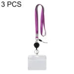3 PCS TZ-003 Transparent PVC Horizontal ID Card Holder Badge