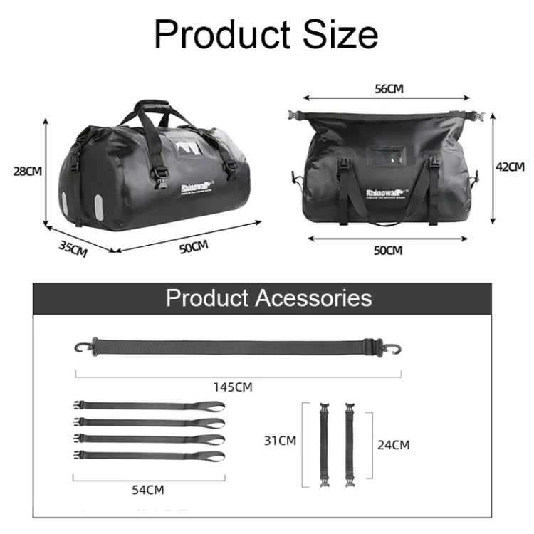 TBD0602924901_B2.webp Rhinowalk MT20450 45L Large Capacity Portable Waterproof Motorcycle Tail Bag - Image 3