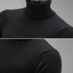 High-Collar Long-Sleeved Men Sweater Casual Thread Knit Clothes - Image 3
