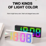 Colorful Fonts LED Electronic Alarm Clock Large Screen Clock - Image 3