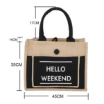 Portable Shopping Bag Waterproof Linen Lunch Bag - Image 2